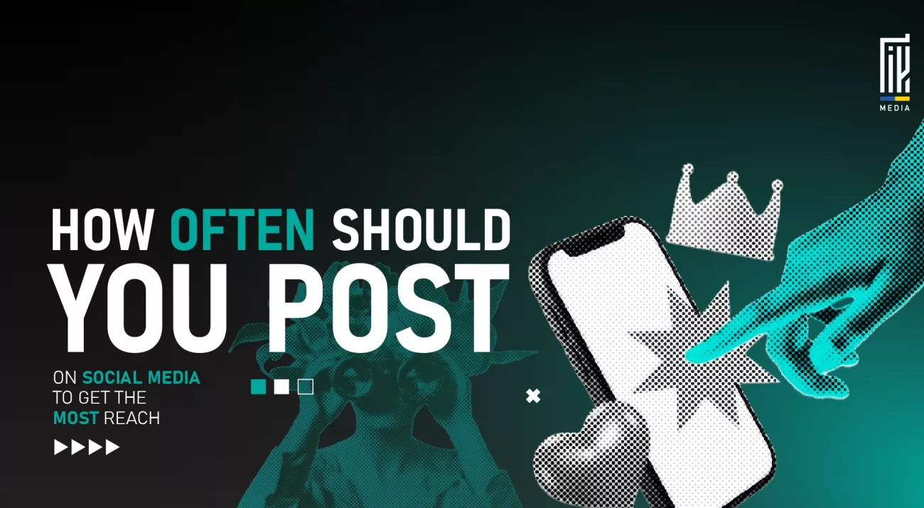 Hand tapping smartphone with engagement icons, representing ideal posting frequency on social media