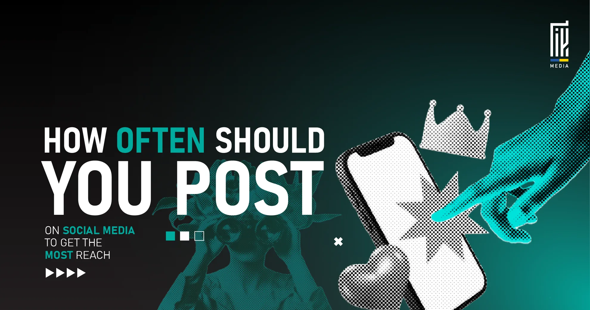 Hand tapping smartphone with engagement icons, representing ideal posting frequency on social media