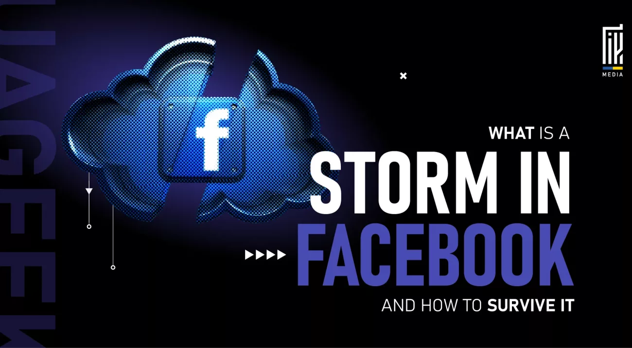 "Dark storm cloud with Facebook logo, symbolizing algorithm disruption or platform issues"
