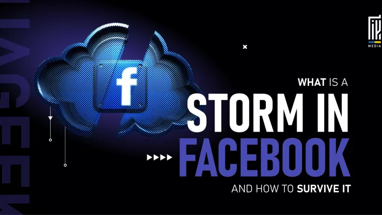 "Dark storm cloud with Facebook logo, symbolizing algorithm disruption or platform issues"