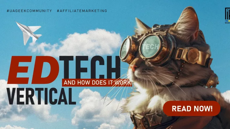 Cat in aviator goggles looking at the sky with “TECH” reflection, symbolizing EdTech innovation.