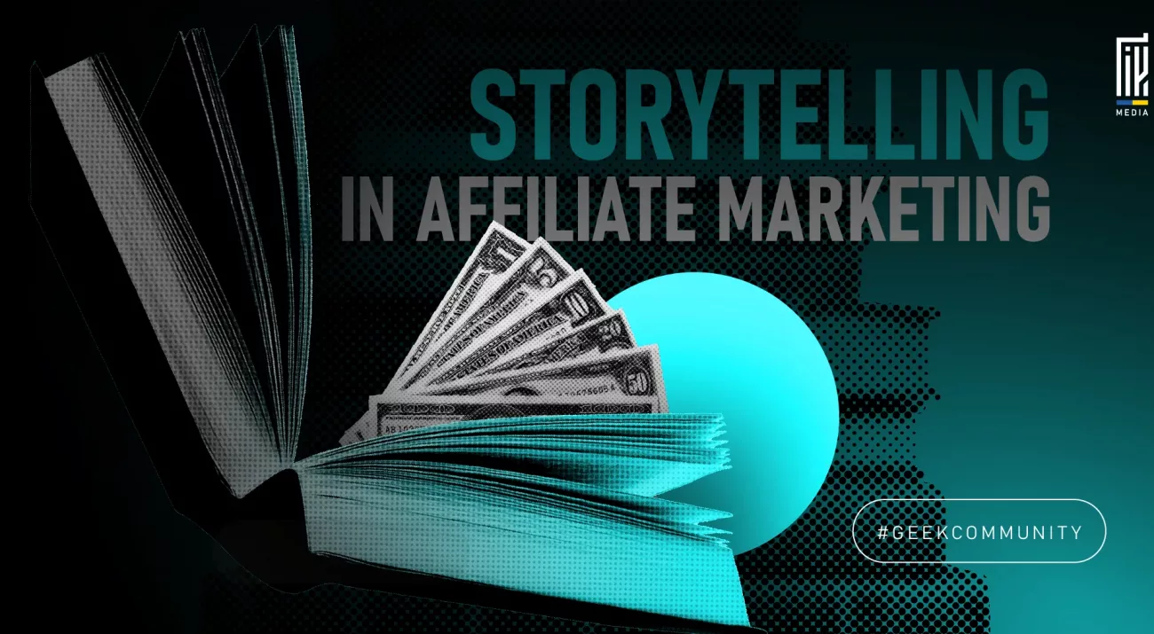 Storytelling in affiliate marketing with book and money illustration