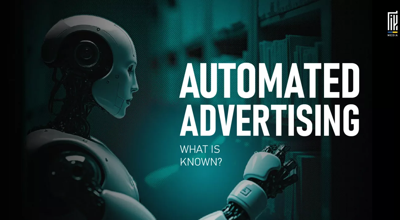 AI-powered robot interacting with digital files, representing automated advertising technology.