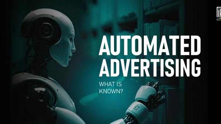 AI-powered robot interacting with digital files, representing automated advertising technology.