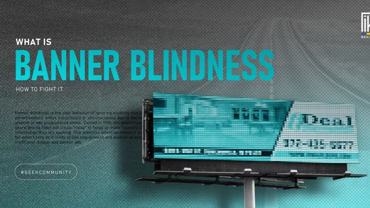 "Digital billboard with distorted ad image representing banner blindness and ad fatigue"