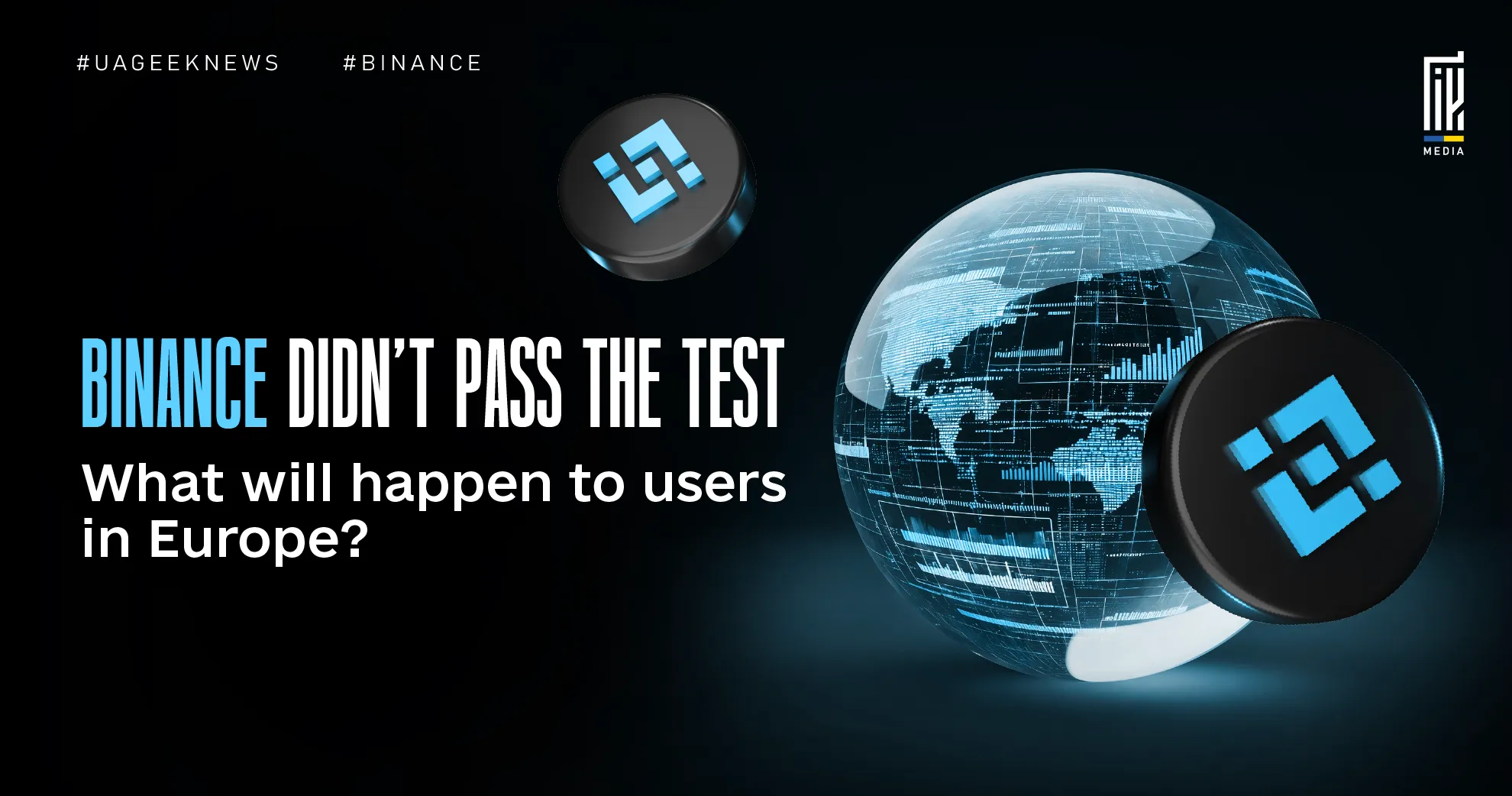 Banner about Binance's regulatory challenges in Europe. The image features Binance logos surrounding a digital globe, representing the impact of new European crypto regulations and their potential consequences for Binance users across the EU.