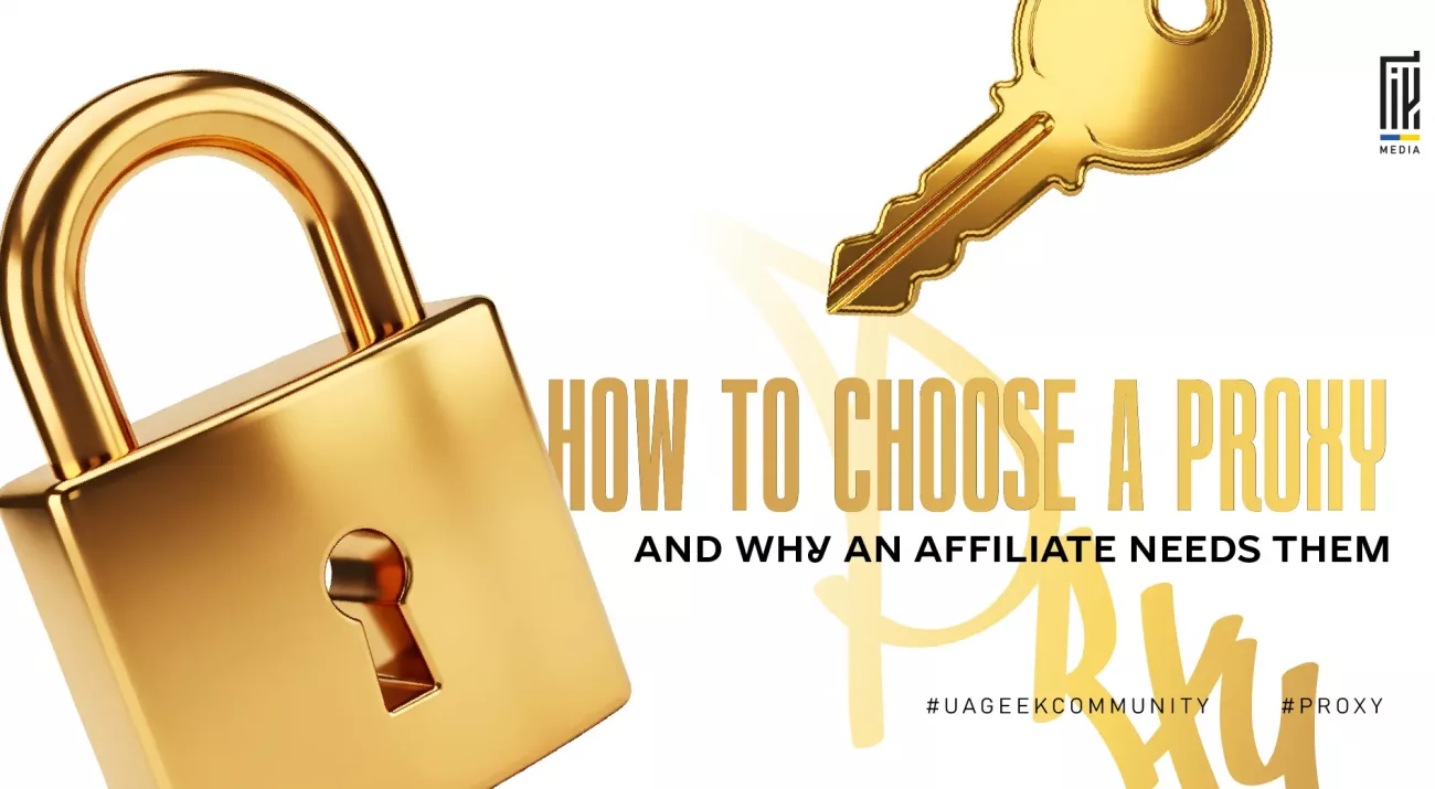 Banner featuring a gold padlock and key, symbolizing proxy servers, online privacy, and secure internet access. The design highlights the role of proxies in affiliate marketing, account management, anonymity, and protecting digital activities.