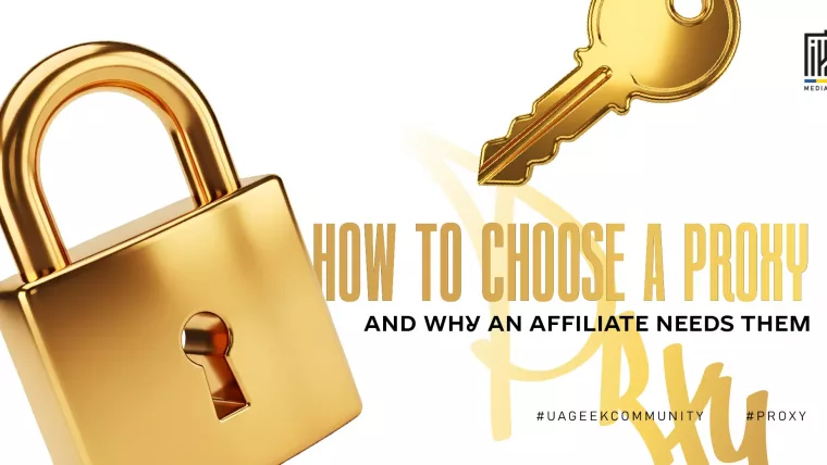 Banner featuring a gold padlock and key, symbolizing proxy servers, online privacy, and secure internet access. The design highlights the role of proxies in affiliate marketing, account management, anonymity, and protecting digital activities.