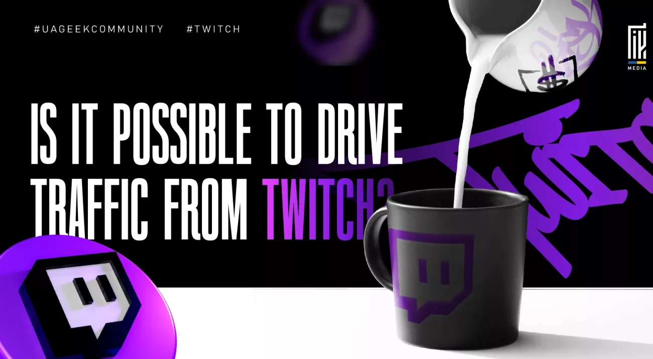 Banner featuring Twitch branding with a mug being filled, symbolizing streaming, audience engagement, and traffic generation. The design explores whether Twitch can be used as a viable traffic source for affiliate marketing and digital advertising.