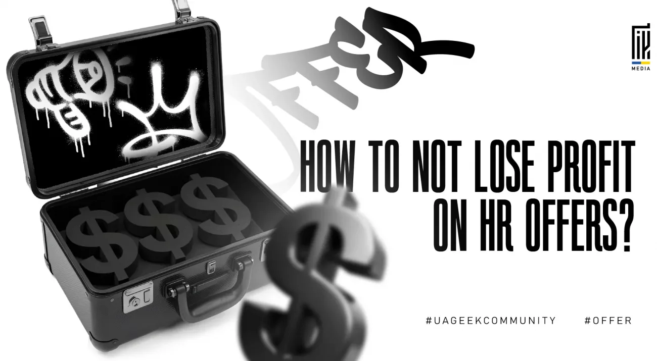 Banner about optimizing HR affiliate offers. An open briefcase filled with dollar symbols represents potential earnings, while graffiti inside the lid symbolizes common mistakes and hidden risks that can reduce profitability in HR campaigns.