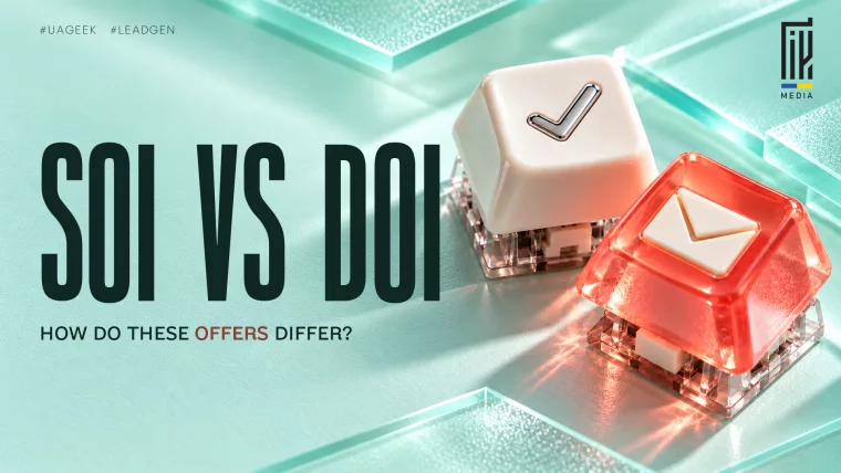 SOI VS DOI banner with a white checkmark key and a coral envelope key on a mint-green background, reading “How do these offers differ?”